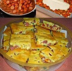 Torta de Salsicha de liquidificador: Excelente opção de receita pra você servir no lanche da tarde, é econômica e deliciosa